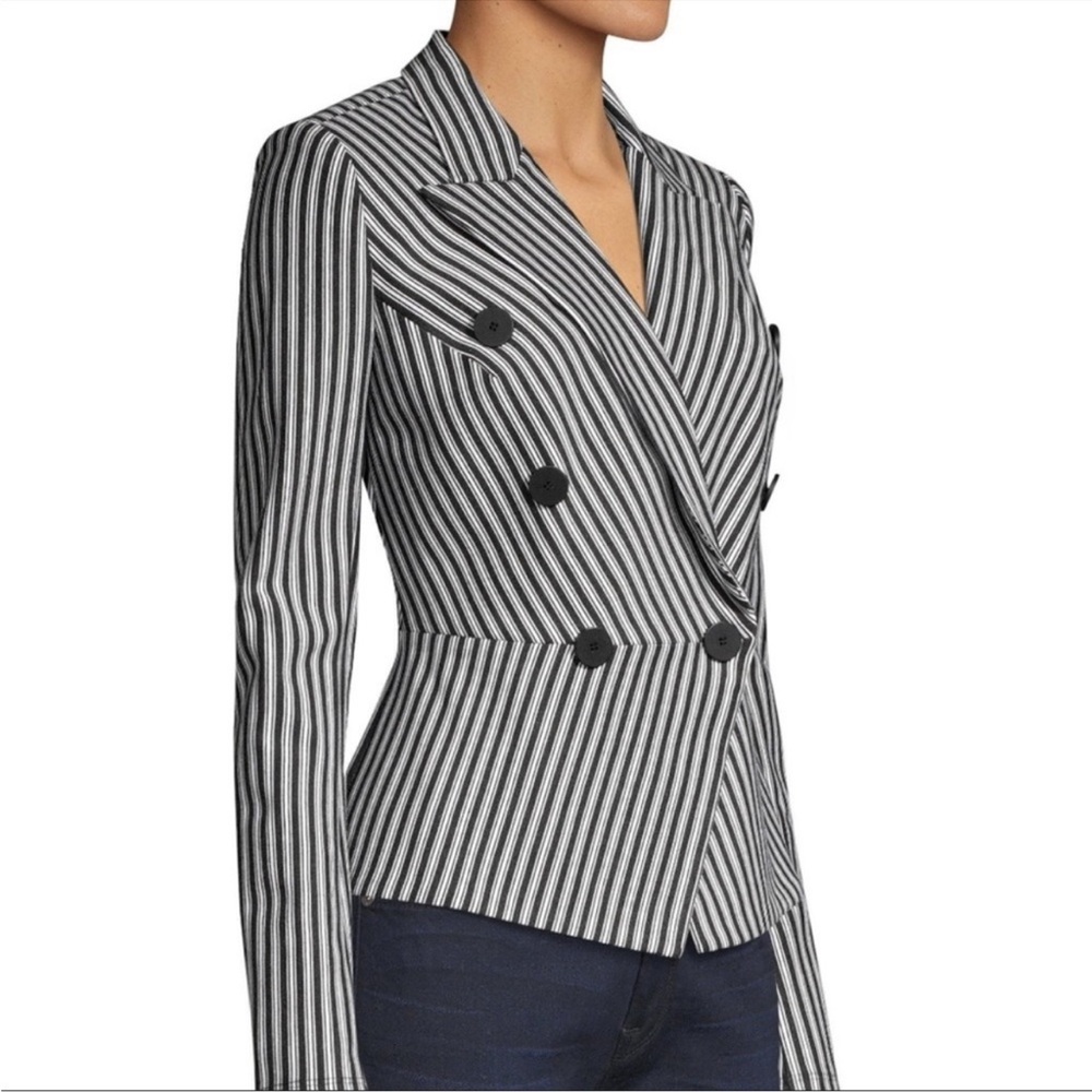 Bailey 44 peplum gelato blazer black and white stripped.
